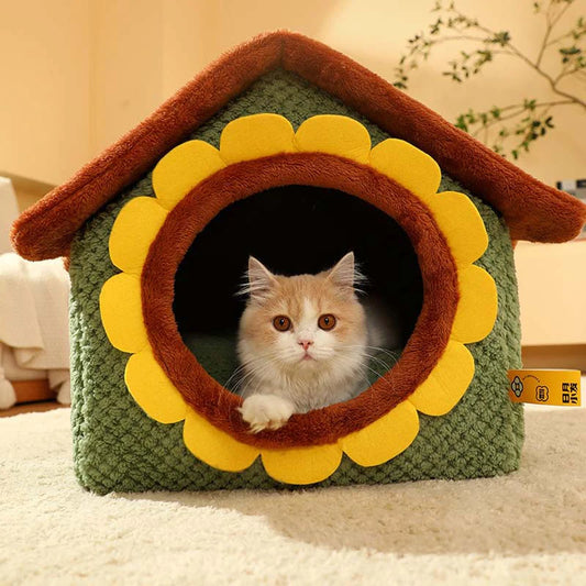 Cute Cat House - Sunflower Plush Cat House